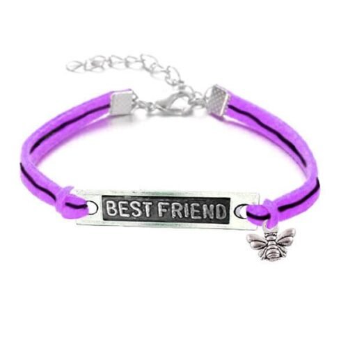 Bee Best Friends Infinity Bracelet Set of 2 - Purple, Fuschia Pink - Image 2