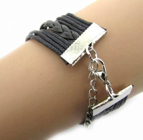Infinity bracelet with Dog Paw Rescue Mom - Silver, Black - Image 4