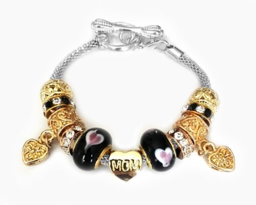 Gemmabella Charm Bracelet with Gold Heart - MOM - Image 2