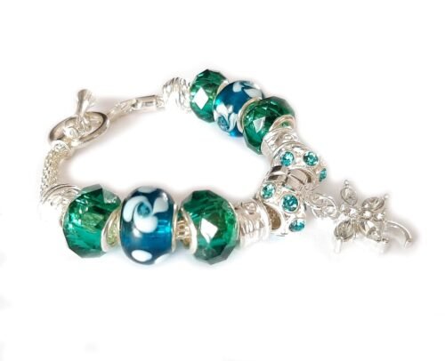 Gemmabella Women Aqua Green Beaded Bracelet - Dragonfly - Image 3