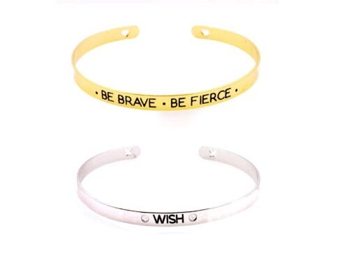 Inspirational Mantra Bangle Set of 2 - Wish, Be Brave
