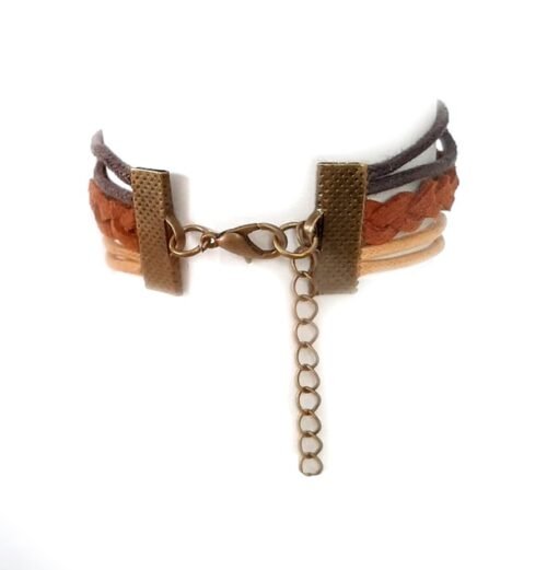 Bronze Love Christian Infinity Bracelet with Cross- Brown Beige - Image 3