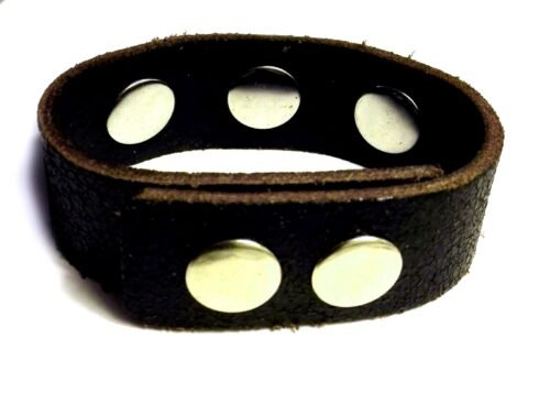 Snap Bracelet in Crackle Black/Brown Leather with four Snap Charms - Image 4