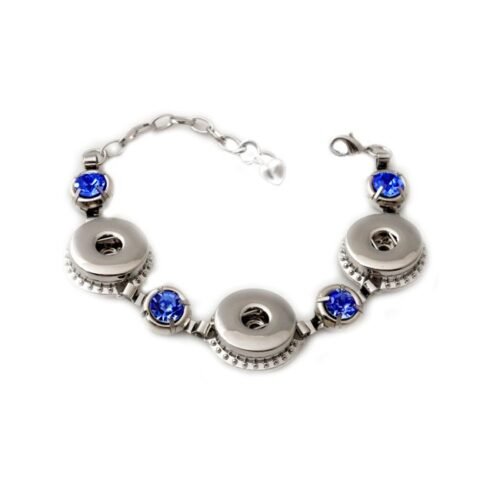 Snap Button Bracelet Base with Sapphire Blue Crystals