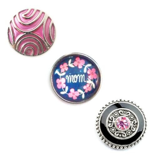 Interchangeable Snap Button charms Set of 3- MOM