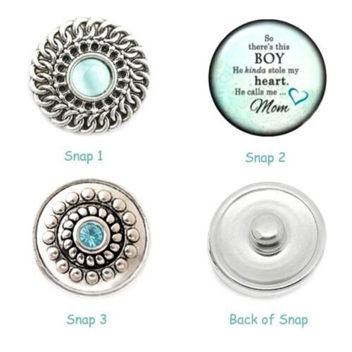 Interchangeable Snap Button charms Set of 3 - This Boy, Blue - Image 2