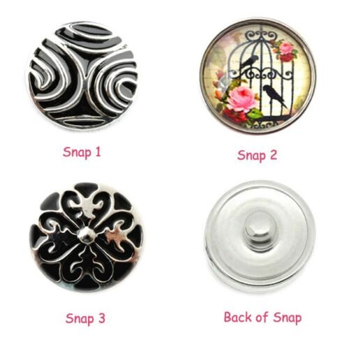 Interchangeable Snap Button charms Set of 3- Birdcage, Black - Image 2
