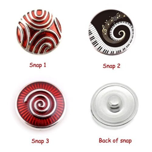 Interchangeable Snap Button charms Set of 3 - Music Piano , Red - Image 2