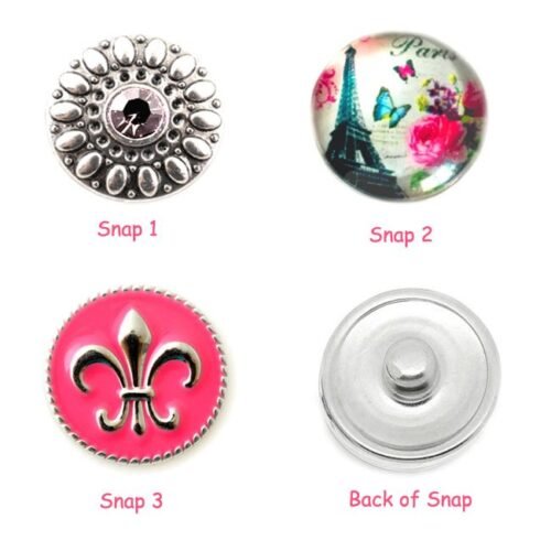 Interchangeable Snap Button charms Set of 3 - Paris Royale - Image 2