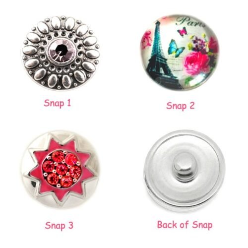 Interchangeable Snap Button charms Set of 3- Paris Star, Red - Image 2