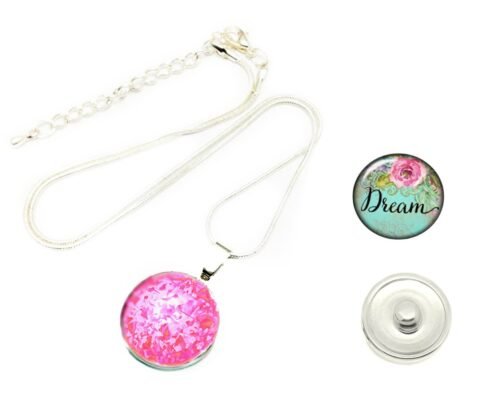 Silver Plated Round Snap Necklace - Dream - Image 3