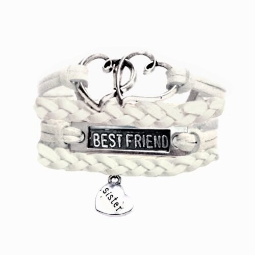 Best Friend Sister Love Infinity Bracelet with Hearts - White - Image 2