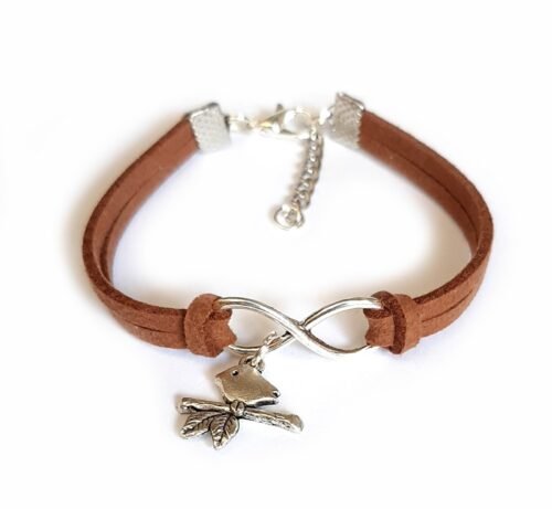 Africa Sweet Birdie Infinity Bracelet & Earrings Set - Brown - Image 2