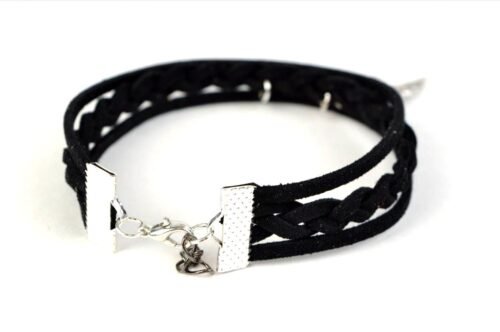 His/Hers Couples Ships Wheel Leaf Infinity Bracelet Set - Black - Image 4