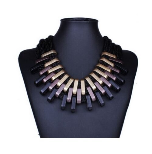 Bold and Glam abstract statement neck piece - Black, Gold - Image 2
