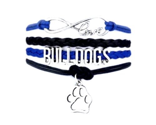Infinity bracelet with Dog Paw, Bulldogs - Navy, Black