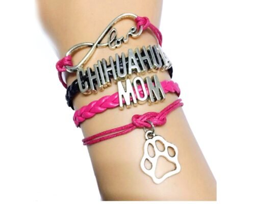 Infinity bracelet with Dog Paw Chihuahua Mom - Pink, Black - Image 2