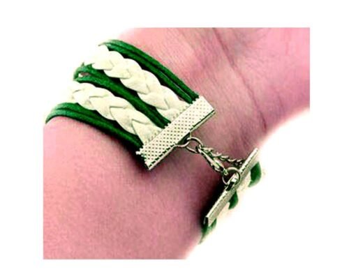 Cross Courage Love Infinity Bracelet - Green, White - Image 3