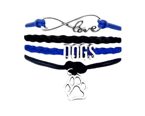 Love Dogs Infinity bracelet with Dog Paw - Navy, Black