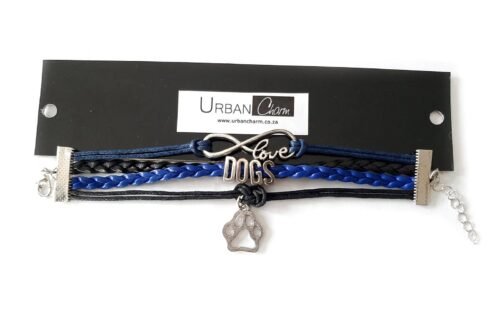 Love Dogs Infinity Bracelet with Dog Paw - Navy Blue, Black - Image 5