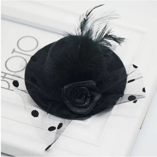 Elegant Fascinator Fedora hat hair accessory - Black - Image 2