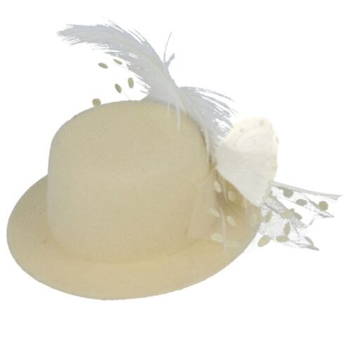 Elegant Fascinator Fedora hat hair accessory - Cream