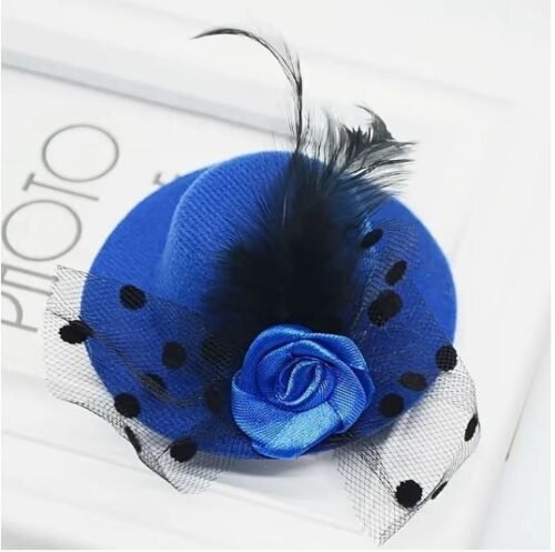 Fascinators Fedora hat fancy hair Accessory - Navy Blue - Image 3