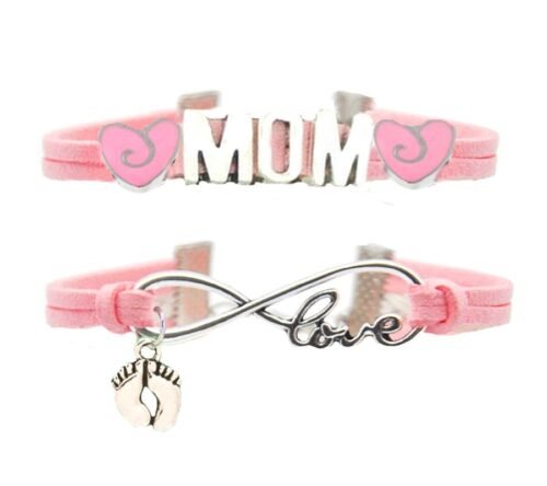 It's a girl! Mom Love Baby Shower Infinity Bracelet Set - Pink
