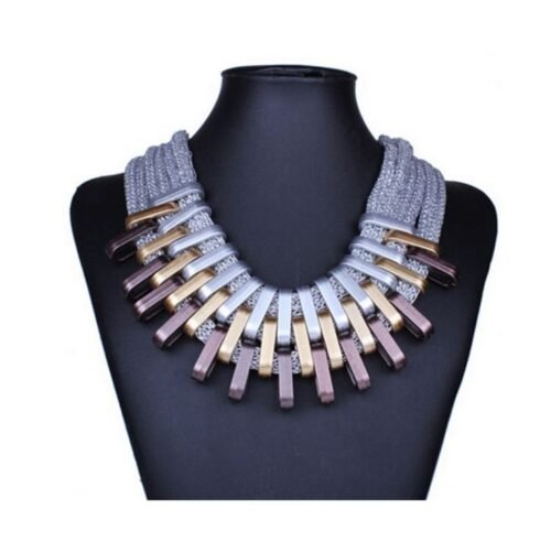 Bold and Glam abstract statement neck piece - Gold, Silver - Image 2