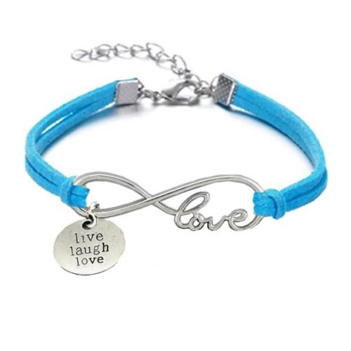 Tree of Life, Live Laugh Love Infinity Bracelet Set of 2 - Blue - Image 2