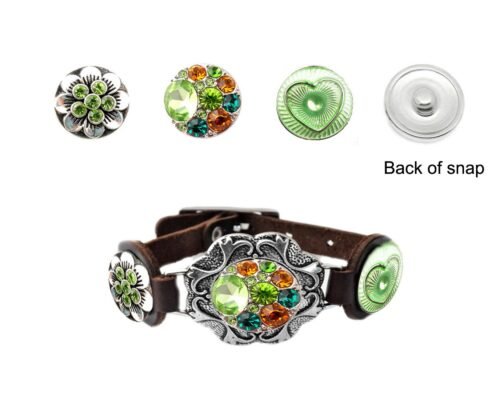 Snap Creations Ornate Brown Leather Bracelet with Three Snaps - Image 2