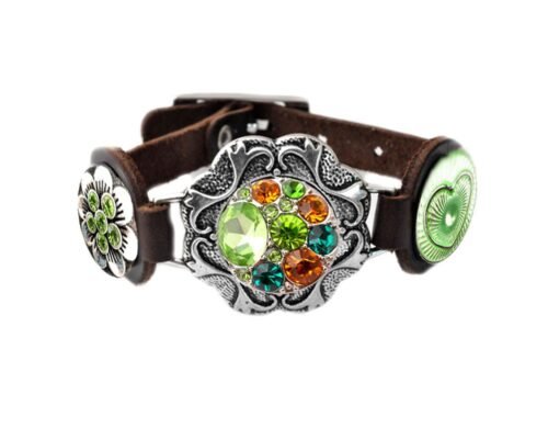 Snap Creations Ornate Brown Leather Bracelet with Three Snaps