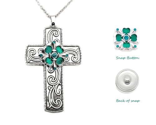 Snap Creations Lucky Cross Necklace set - Emerald Green - Image 2