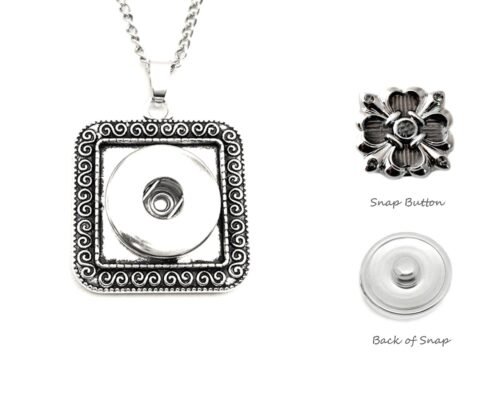 Snap Creations Square frame Necklace set - Lucky Clover - Image 3