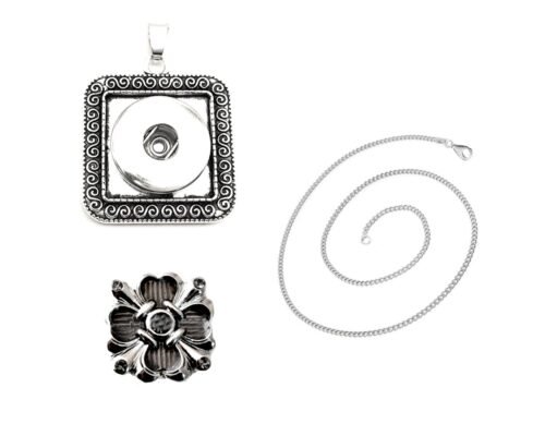 Snap Creations Square frame Necklace set - Lucky Clover
