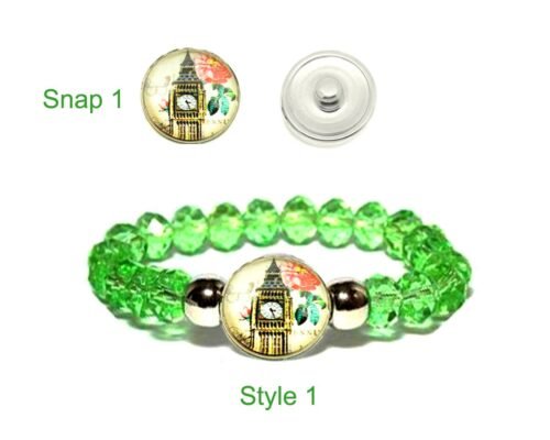 Crystal Bead Snap Charm Bracelet Set - London Big Ben - Image 2