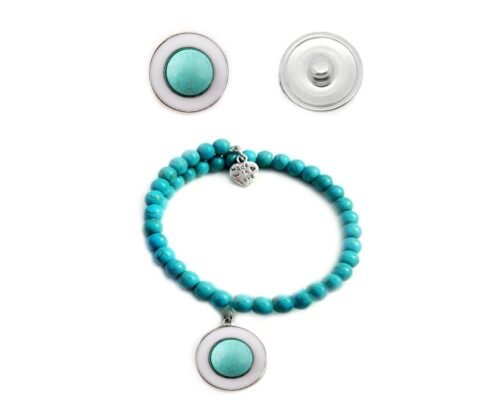 Turquoise Stone Beaded Snap Bracelet - Birds of Paradise - Image 4