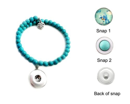 Turquoise Stone Beaded Snap Bracelet - Birds of Paradise - Image 2