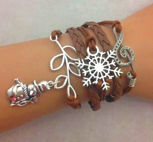 Christmas Snowman Infinity Bracelet Set of 2 - Brown - Image 3